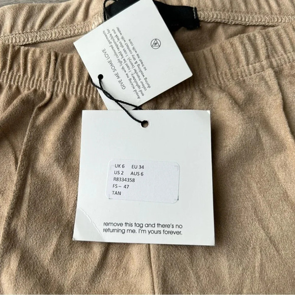NWT  Missguided Faux Suede Tan Colour Leggings - Picture 6 of 14